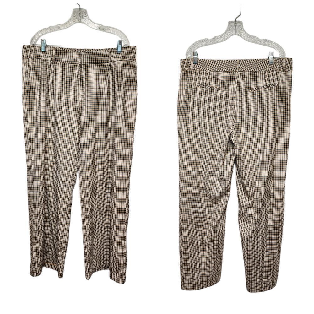 CATO Glen Check Plaid Brown Mid-Rise Wide-Leg Size 16
